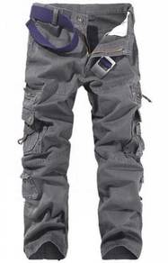 Frock Cargo Pants Multi-pocket Trousers (Grey)
