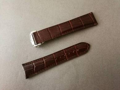 OMEGA 22 mm Brown Genuine Leather Watch Strap