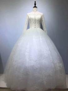 White cheongsam long sleeve wedding dress RB0937