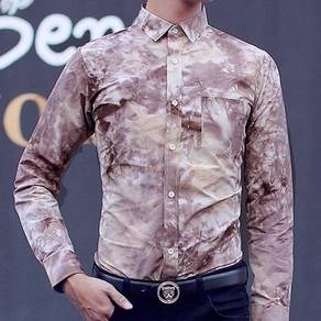 X76504 KEMEJA FLORAL COKLAT LENGAN PANJANG SHiRT