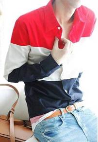 X0516 STYLISH TRI-COLOR FORMAL LONG SLEEVE SHiRT