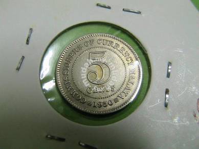 5 Cents COMMISIONERS OF CURRENCY MALAYA 1950