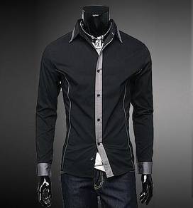 [05.05] Black Formal Casual Long-Sleeve Men Shirt