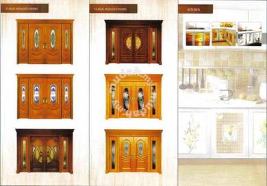 Double leaft wooden solid door
