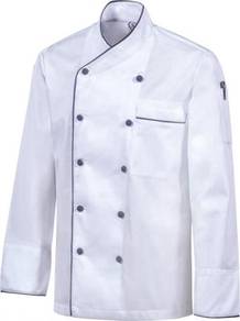 Baju Chef Kitchen Uniform color WHITE & NAVY BLUE
