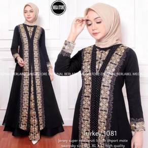 Turkey 1081 Jubah Abaya Umrah Haji black gold