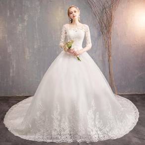 White long sleeve wedding dress gown RB1242