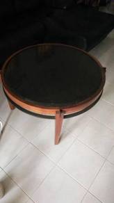 Round wooden marble coffee table