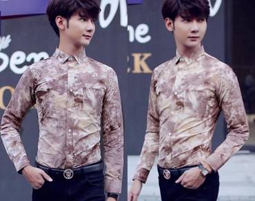 P76504 Kemeja Floral 3D Formal Long Sleeve Shirt