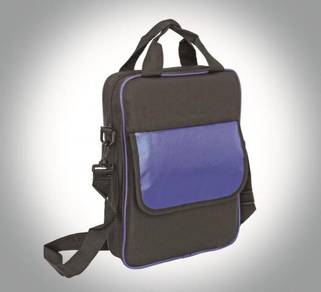 Document Sling Bag Black Blue Print Logo, Wording