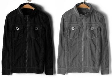 P0399 RETRO Black Denim Coat Jeans Sweater Jacket