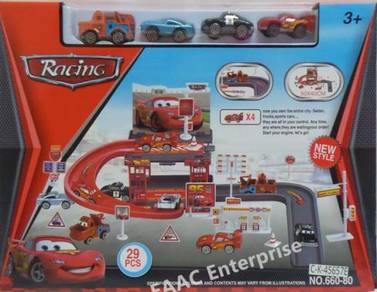 Sports CARS series Parking Garage Track 4pcs Cars