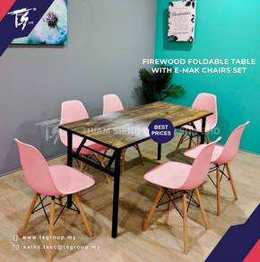 Foldable Dining Table 150x70cm and E-mak Chair Set