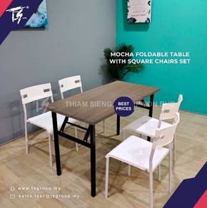 Foldable Dining Table W60xL120cm and Square Chair