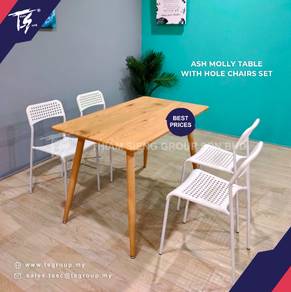 MOLLY TABLE - 70x120CM+HOLE chair 4pcs