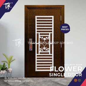 Flower Single White Frame Security Door