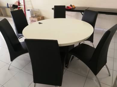 Round Marble Table wt 6 PU Chair TY500