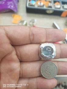 Cincin perak permata aquamarine Cobochon