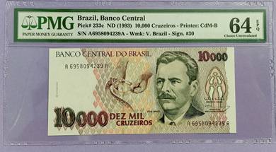 Brazil, Bonco Central 10,000 Cruzeivos 1993 PMG64E