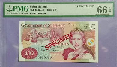 Saint Helena £10 2012 SPECIMEN PMG66EPQ