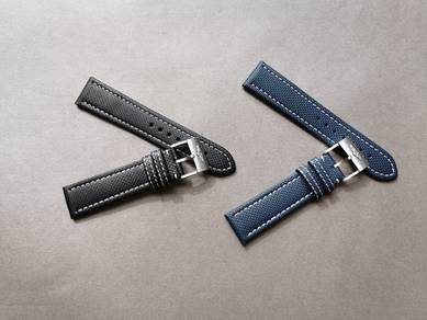 BREITLING 22mm Black or Blue Leather Watch Strap