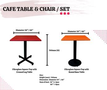 Meja Kafe / Meja Restoran / Meja Fibreglass - SQCL