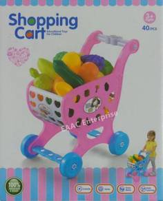 Shopping Supermarket Trolley Cart with Fruit Toys