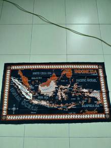 Indonesian Map on Batik cloth. Home decoration.