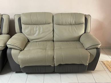 Leather Recliner Grey color sofa 2 seater