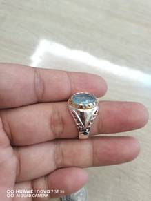 Cincin perak permata aquamarine ty