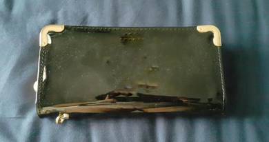 Woman ladies long purse black wallet