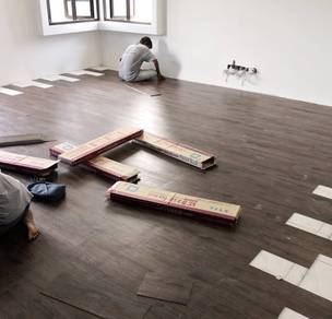 INSTALL LANTAI JENIS VINYL l 3mm tebal corak kayu