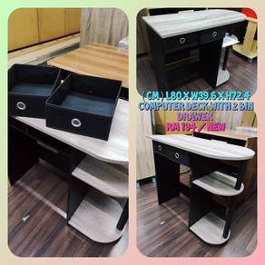 Computer Deck With 2 Bin Drawer ( New )