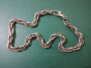 Twisted Steel Chain Necklace. Rantai Leher Keluli