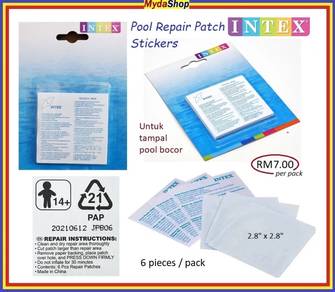 INTEX 6 Pcs Pool Repair Patch Pack. Penampal Bocor
