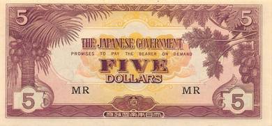 Malaya Japan JIM 5 dollars 1942 MR