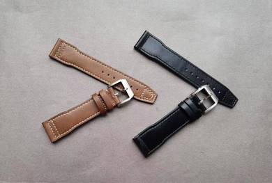 IWC 21mm Black or Brown Calf Leather Watch Strap