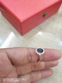Cincin perak permata London Blue topaz s19