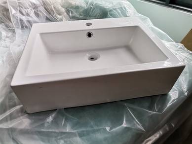 Bareno Bathroom Toilet Counter Top Basin White