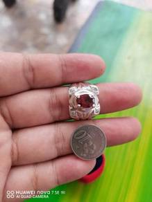 Cincin perak red garnet 34