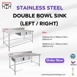 Stainless Steel Double Bowl Sink - RIGHT - SRDBS-R