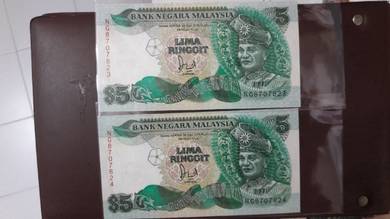Malaysia 6th Series RM5 Jaffar with CROSS NN