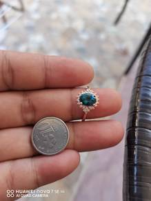 Cincin perak wanita permata London Blue topaz 1.4c