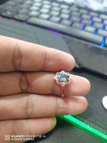 Cincin perak wanita Swiss blue topaz