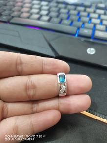 Cincin perak wanita permata London Blue topaz