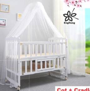 Full Set White color Multifunctional Baby Cot