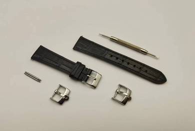 Original CROCODILE Black Leather Watch Strap