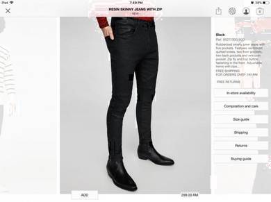 Zara Biker Wax Effect Jeans