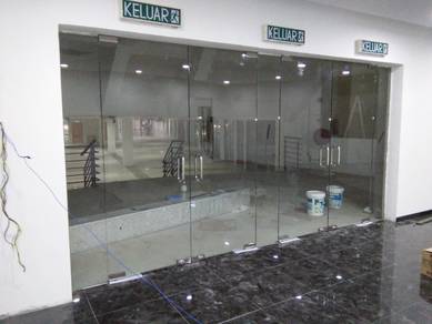 DINDING JENIS KACA 12mm l glass wall install clear