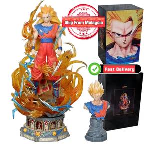 Anime Dragon Ball Super Saiyan 3 Son Goku 2 Heads